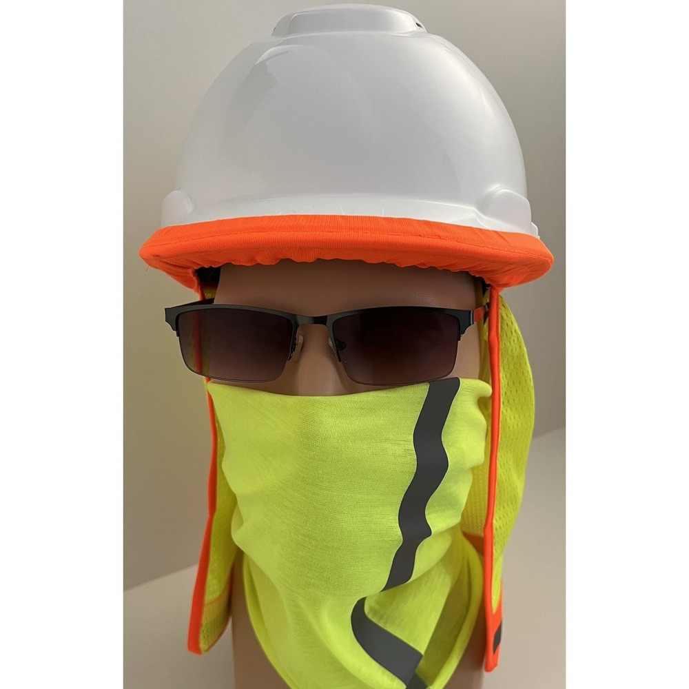 4pk Hard Hat Safety Neck Shade Helmet Sun Shield Hi Viz Reflective Free Gaiter